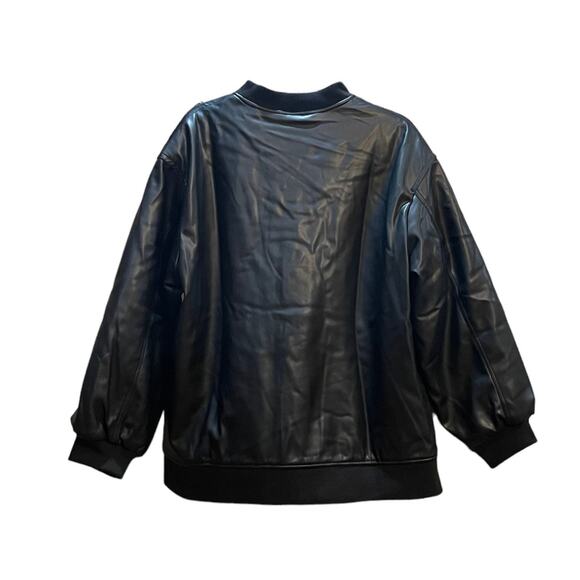 ASOS Faux Leather Black Biker Jacket Size 2 - Picture 2 of 7
